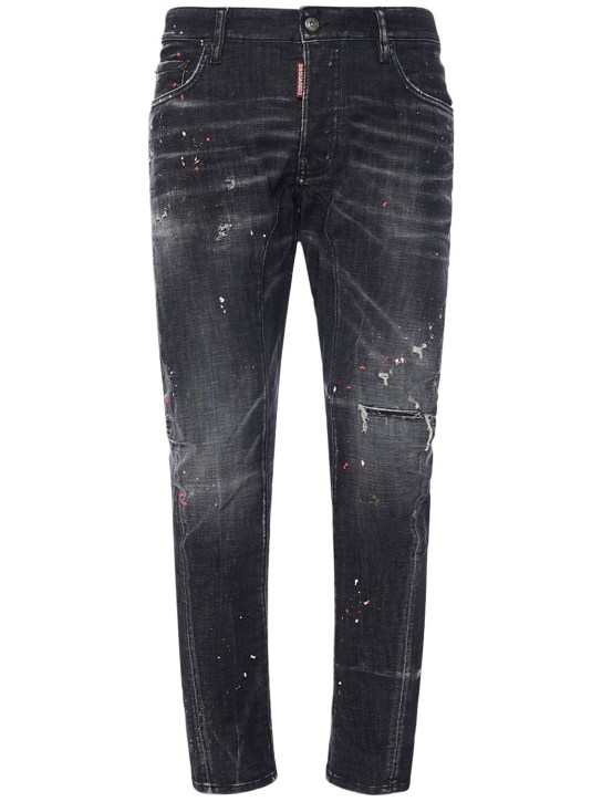 Dsquared2: Tidy Biker fit cotton denim jeans - Black - men_0 | Luisa Via Roma