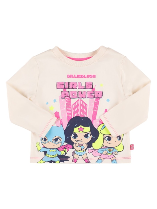 Billieblush: T-shirt en jersey de coton imprimé - Rose Clair - kids-girls_0 | Luisa Via Roma