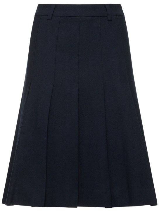 Dunst: Pleated flannel midi skirt - Navy - women_0 | Luisa Via Roma