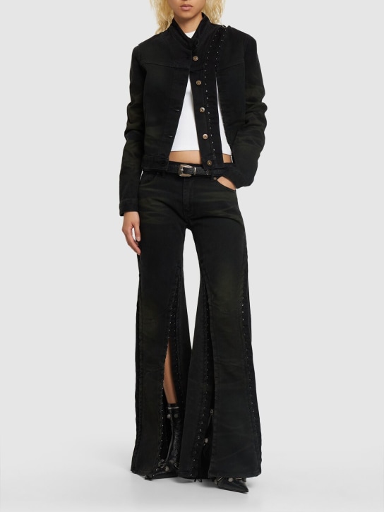 Y/PROJECT: Low rise flared denim jeans w/hooks - Black - women_1 | Luisa Via Roma