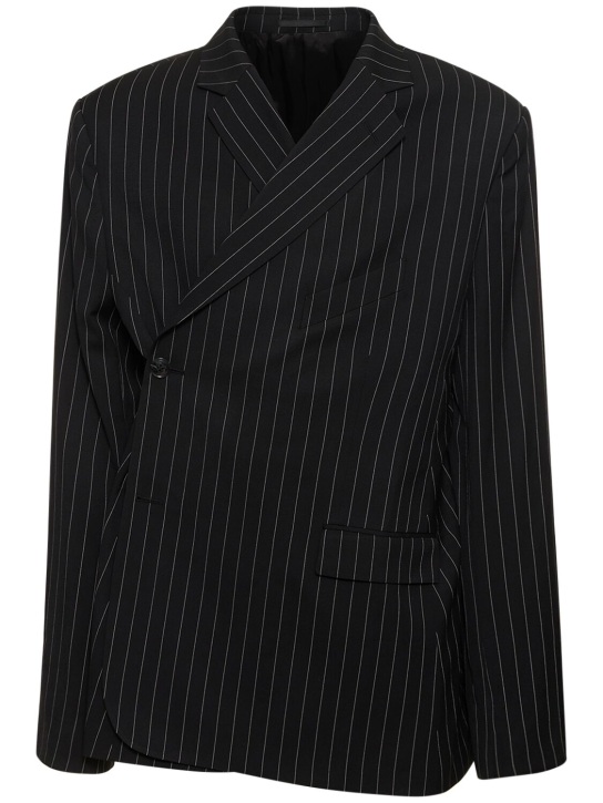 Martine Rose: Oversize wool blend wrap jacket - Black - men_0 | Luisa Via Roma