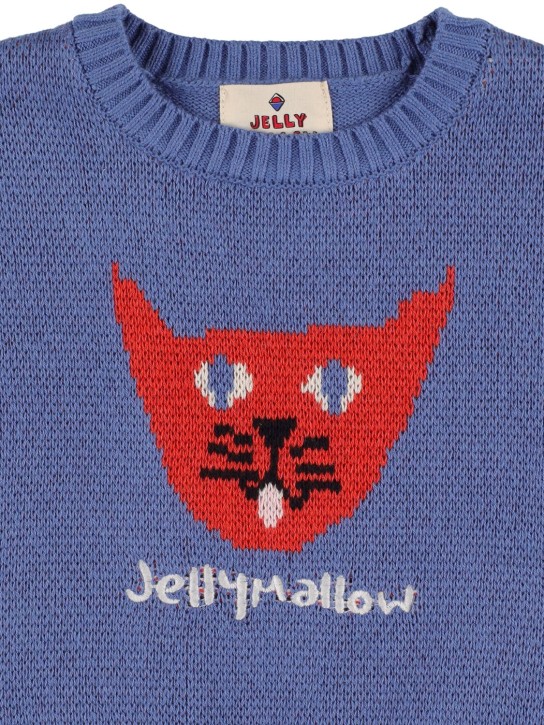 Jellymallow: Pull-over en laine mélangée intarsia - Bleu - kids-girls_1 | Luisa Via Roma
