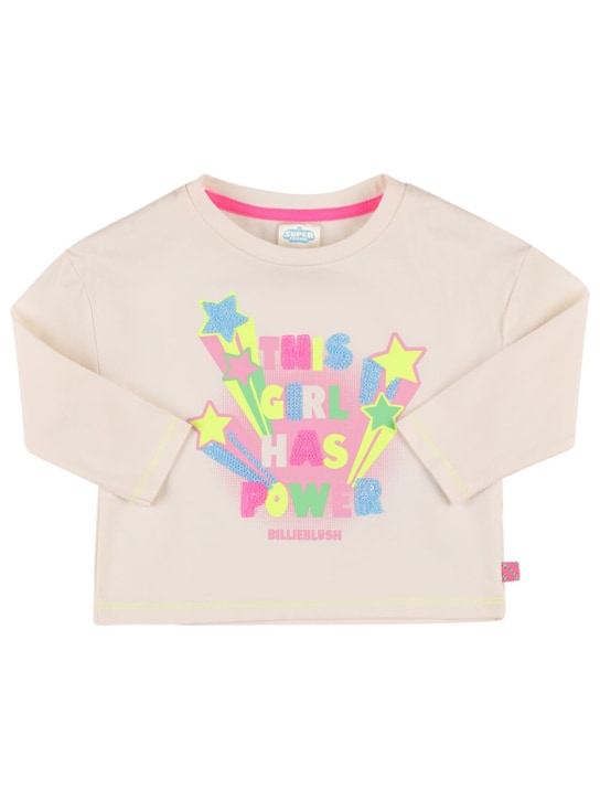 Billieblush: Printed cotton jersey t-shirt - Light Pink - kids-girls_0 | Luisa Via Roma