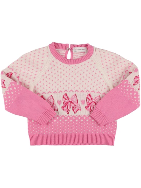 Monnalisa: Wool blend knit sweater - Pink - kids-girls_0 | Luisa Via Roma