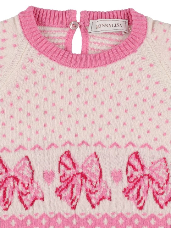 Monnalisa: Wool blend knit sweater - Pink - kids-girls_1 | Luisa Via Roma