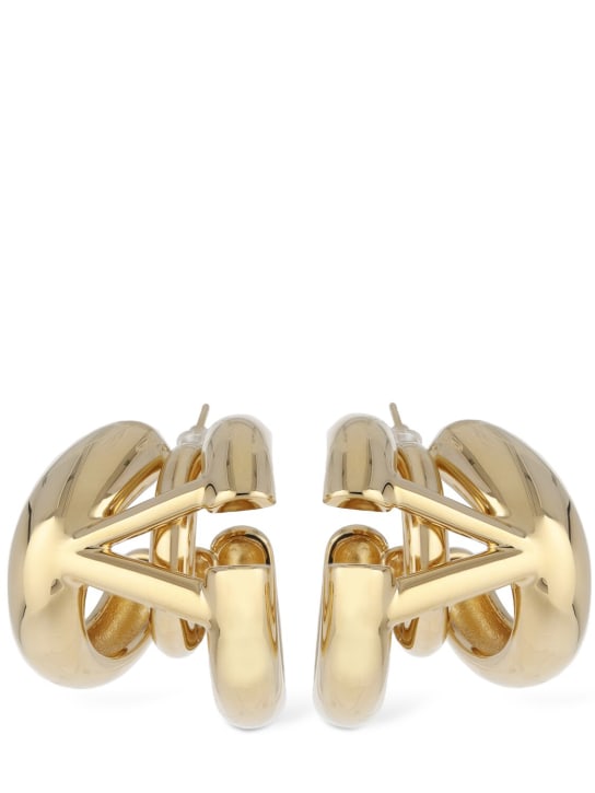 Valentino Garavani: V logo signature hoop earrings - Gold - women_0 | Luisa Via Roma