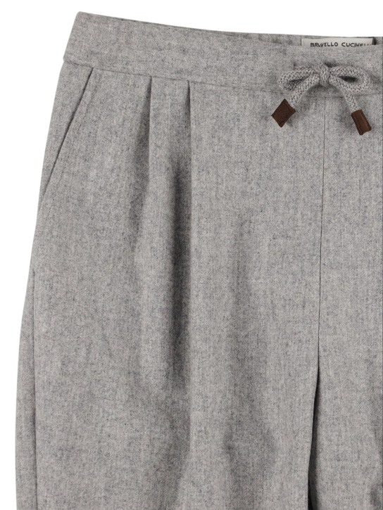 Brunello Cucinelli: Flannel pants - Grey - kids-boys_1 | Luisa Via Roma