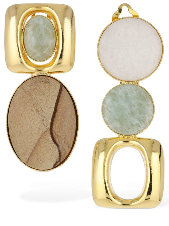 Destree: Sonia square clip-on earrings - Multi/Gold - women_0 | Luisa Via Roma