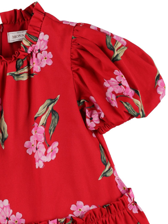 Monnalisa: Flower printed cotton poplin dress - Red - kids-girls_1 | Luisa Via Roma