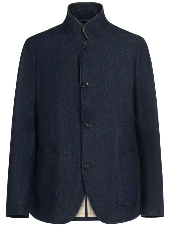 Loro Piana: Spagna cotton & cashmere denim jacket - Blue - men_0 | Luisa Via Roma