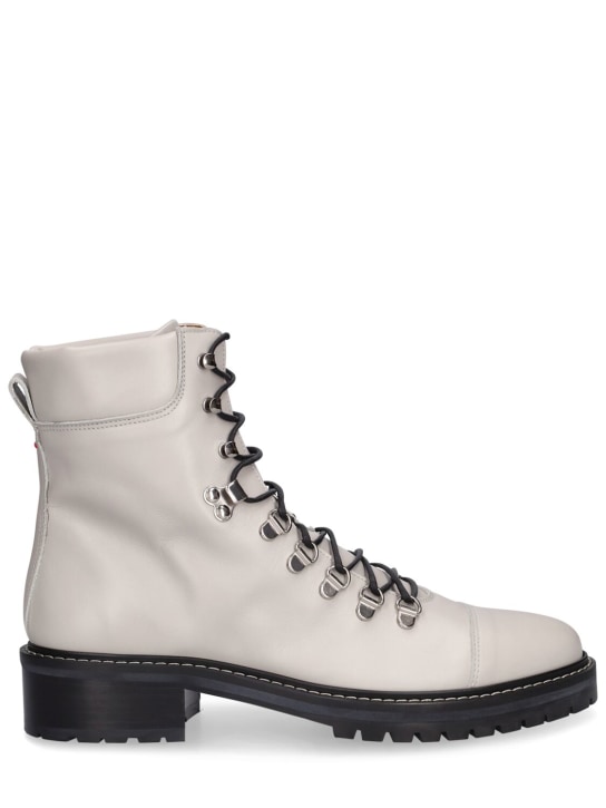 Aeyde: 45mm Fiona leather hiking boots - Chalk - women_0 | Luisa Via Roma