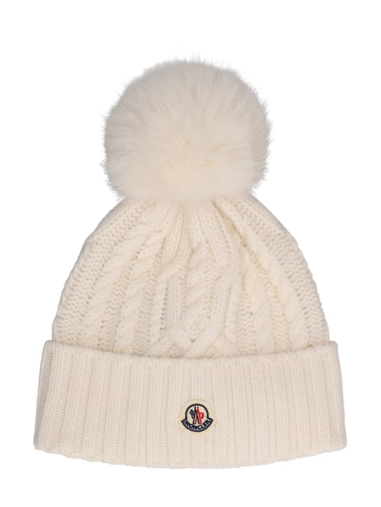 Moncler: Tricot wool & cashmere hat - White - women_0 | Luisa Via Roma