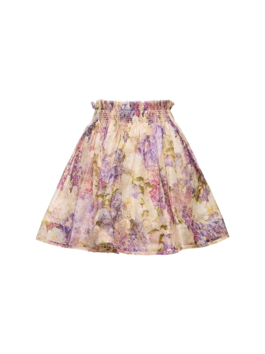 Zimmermann: Sensory printed linen & silk mini skirt - Multicolor - women_0 | Luisa Via Roma