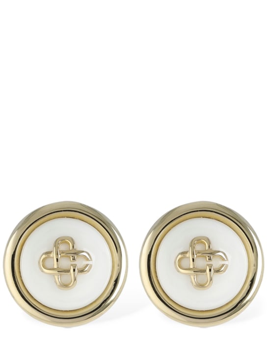 Casablanca: CC dome stud earrings - White/Gold - women_0 | Luisa Via Roma