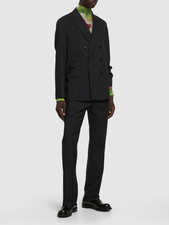 Acne Studios: Blazer de traje con raya diplomática - Negro/Gris - men_1 | Luisa Via Roma