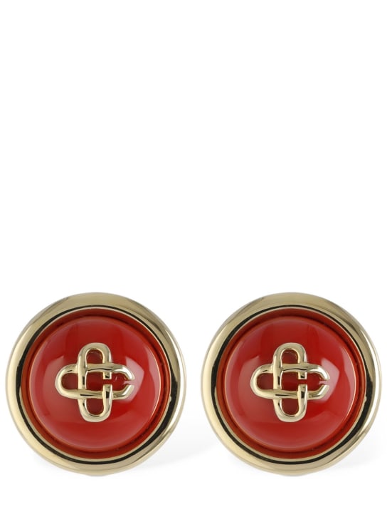 Casablanca: CC dome stud earrings - Red/Gold - women_0 | Luisa Via Roma
