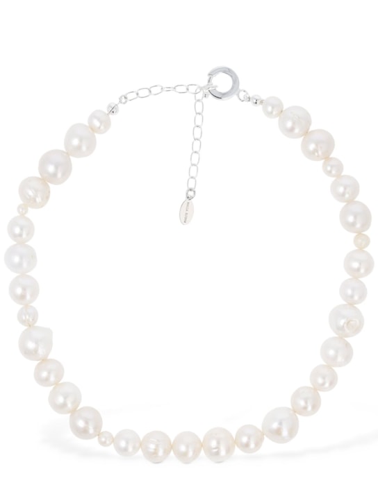 Magda Butrym: Silver and pearl collar necklace - White - women_0 | Luisa Via Roma