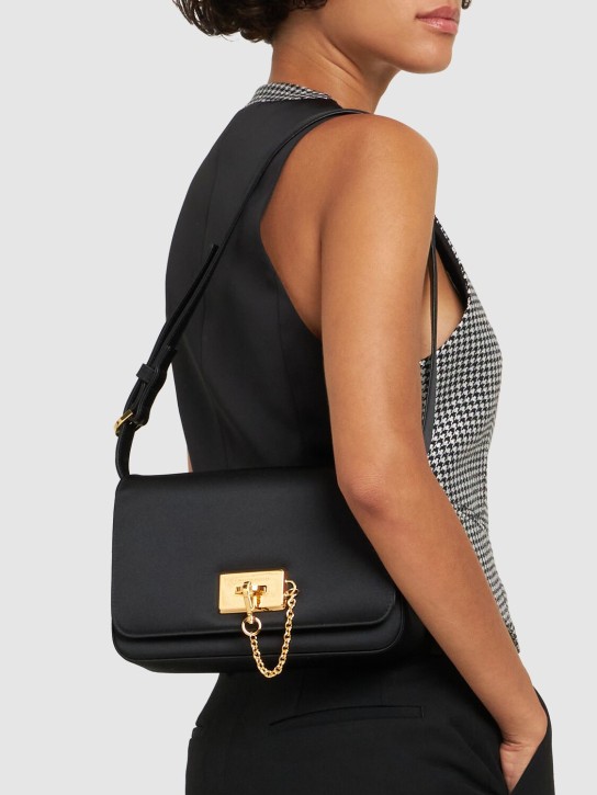 Alexandre Vauthier: Le4 satin shoulder bag - Black - women_1 | Luisa Via Roma