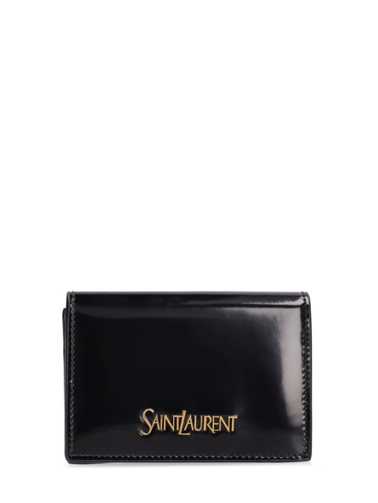 Saint Laurent: Brushed leather card case - Black - women_0 | Luisa Via Roma