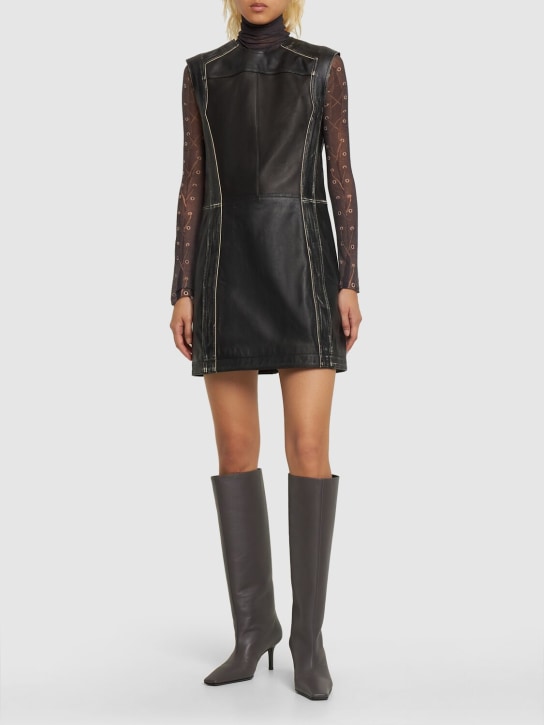 Acne Studios: Leather mini dress - Black - women_1 | Luisa Via Roma