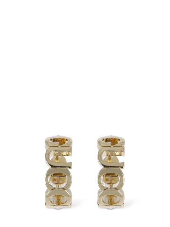 Gucci: GUCCI lettering brass hoop earrings - Gold - women_1 | Luisa Via Roma