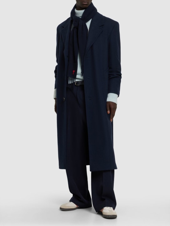 AMI Paris: Oversize wool gabardine coat - Midnight Blue - men_1 | Luisa Via Roma