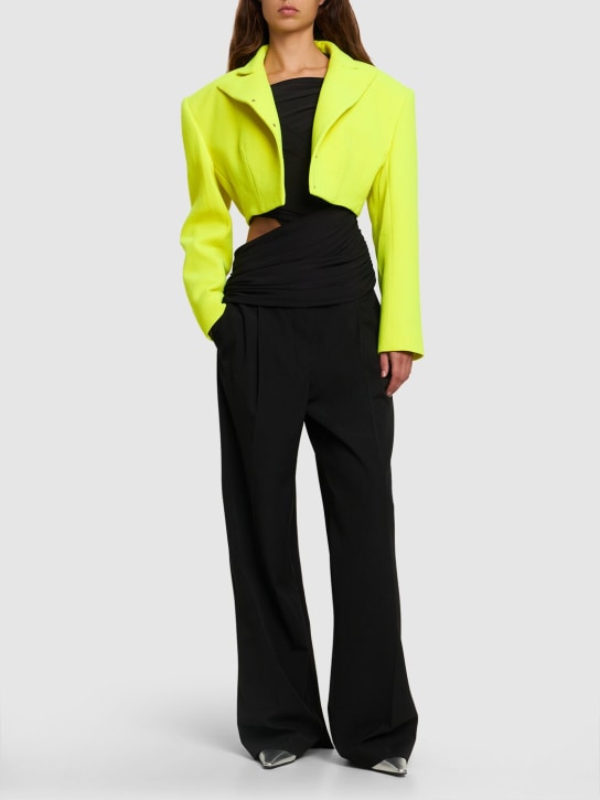 Alexandre Vauthier: Cropped wool turtleneck jacket - Neon Yellow - women_1 | Luisa Via Roma