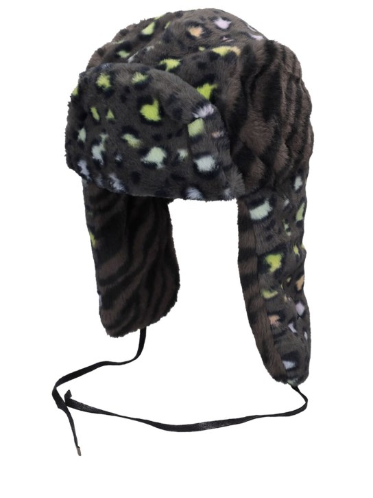 Kangol: Faux fur trapper hat - Charcoal - men_1 | Luisa Via Roma
