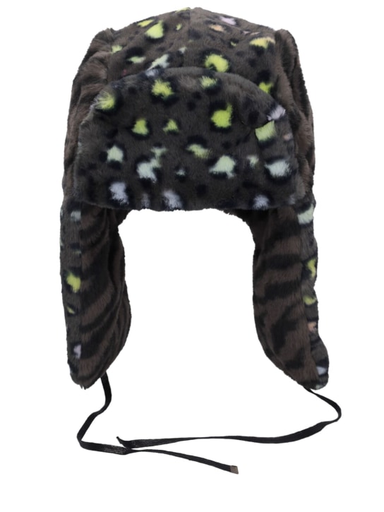 Kangol: Faux fur trapper hat - Charcoal - women_0 | Luisa Via Roma