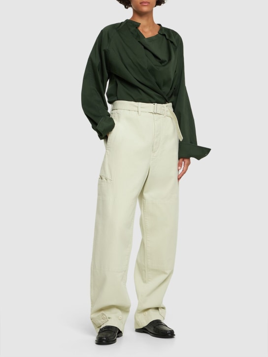 Lemaire: Cotton military pants - Green - women_1 | Luisa Via Roma