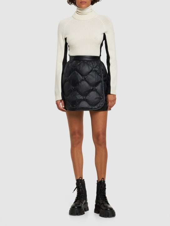 Moncler: Quilted nylon down mini skirt - Black - women_1 | Luisa Via Roma