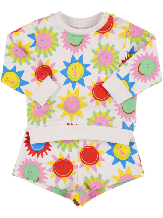 Stella Mccartney Kids: Organic cotton sweatshirt & shorts set - White - kids-girls_0 | Luisa Via Roma