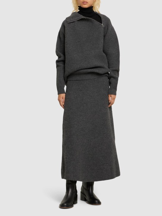 AURALEE: Sweater aus Wollstrick - Grau - women_1 | Luisa Via Roma