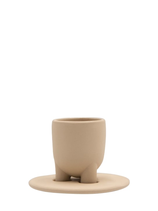 BURGIO.: Stoneware cup & saucer - Beige - ecraft_0 | Luisa Via Roma