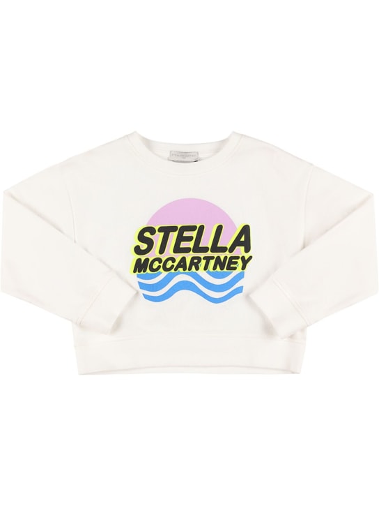 Stella Mccartney Kids: Sweat-shirt en coton biologique à logo - Blanc - kids-girls_0 | Luisa Via Roma