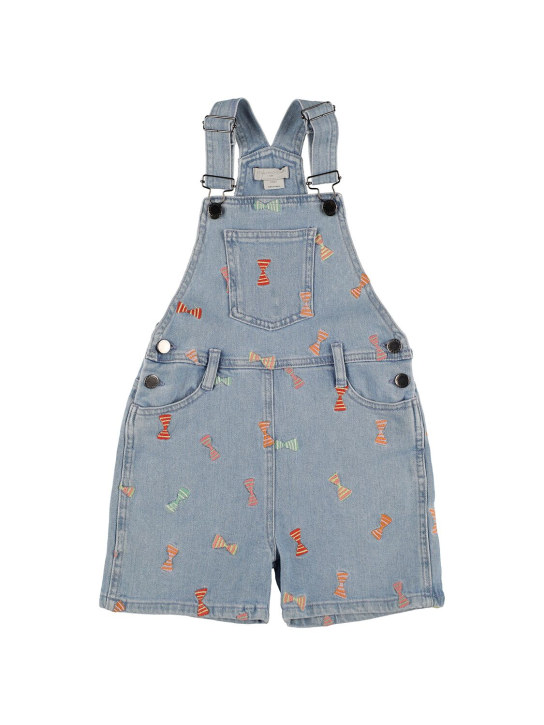 Stella Mccartney Kids: Organic embroidered denim overalls - Blue - kids-girls_0 | Luisa Via Roma