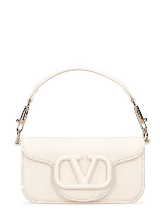 Valentino Garavani: Small Locò leather top handle bag - Ivory - women_0 | Luisa Via Roma