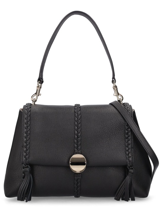 Chloé: Medium Penelope leather shoulder bag - Black - women_0 | Luisa Via Roma