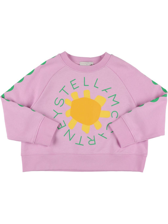 Stella Mccartney Kids: 프린트 코튼 스웻셔츠 - 핑크 - kids-girls_0 | Luisa Via Roma
