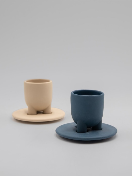BURGIO.: Stoneware cup & saucer - Blue - ecraft_1 | Luisa Via Roma