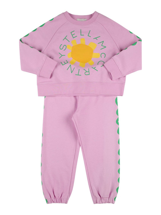 Stella Mccartney Kids: Organic cotton sweatshirt & sweatpants - Pink - kids-girls_0 | Luisa Via Roma