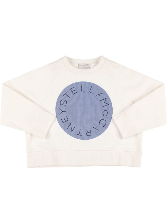 Stella Mccartney Kids: Sweat-shirt en coton biologique à logo - Blanc - kids-girls_0 | Luisa Via Roma