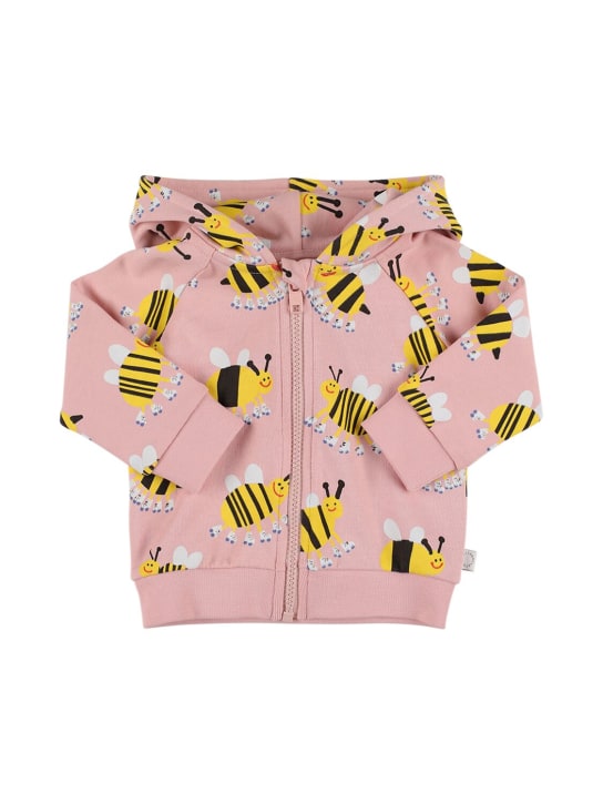 Stella Mccartney Kids: Sweat-shirt zippé en coton biologique à capuche - Rose/Multicolore - kids-girls_0 | Luisa Via Roma