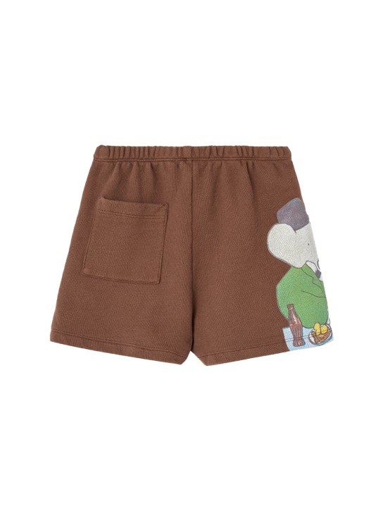 The Animals Observatory: Elephant print cotton sweat shorts - kids-girls_1 | Luisa Via Roma