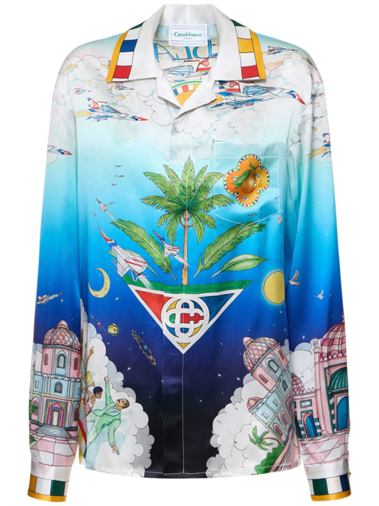 Casablanca: Camicia regular fit in twill di seta stampata - women_0 | Luisa Via Roma