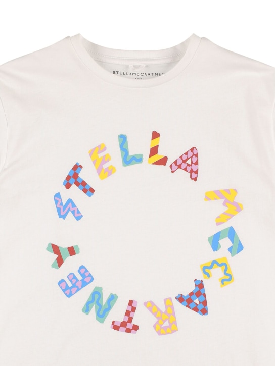 Stella Mccartney Kids: T-shirt in cotone organico / stampa logo - Bianco - kids-girls_1 | Luisa Via Roma