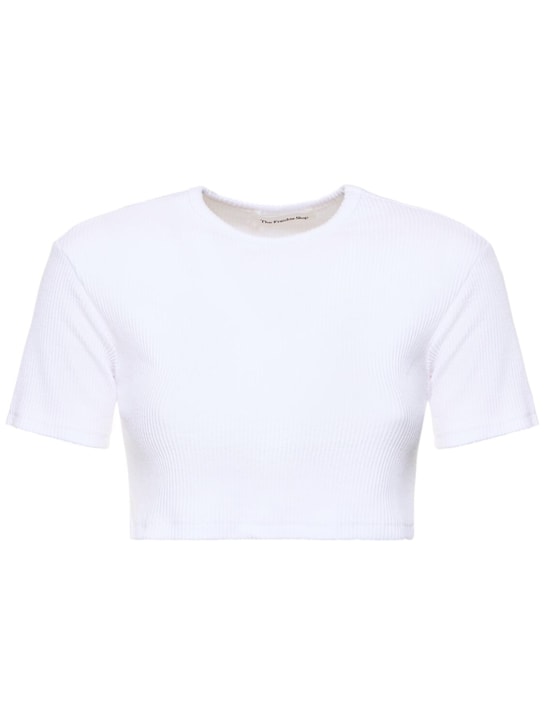 The Frankie Shop: Nico cotton blend cropped t-shirt - White - women_0 | Luisa Via Roma
