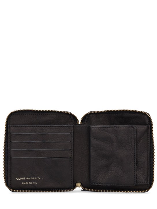 Comme des Garçons Wallet: Washed leather wallet - Black - women_1 | Luisa Via Roma
