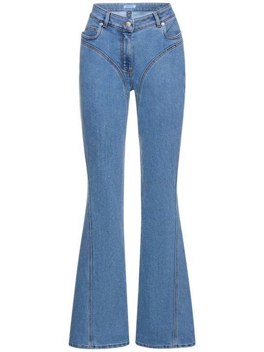 MUGLER: Jeans rectos de denim - Azul - women_0 | Luisa Via Roma