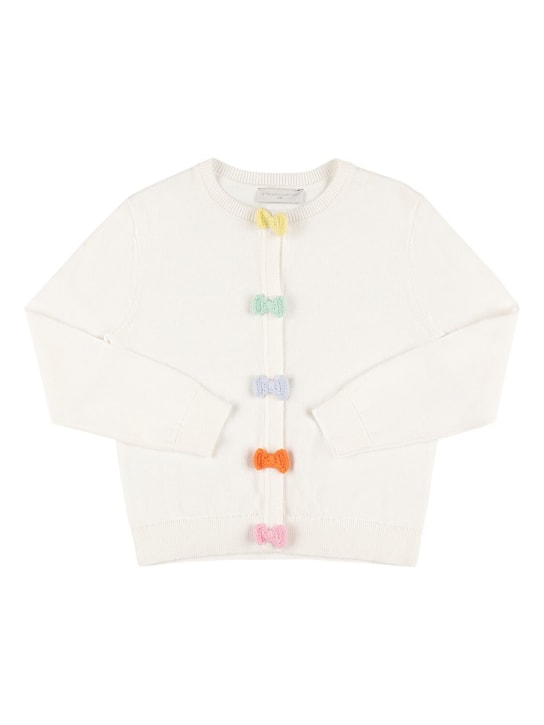Stella Mccartney Kids: Cotton blend knit cardigan w/bows - White - kids-girls_0 | Luisa Via Roma